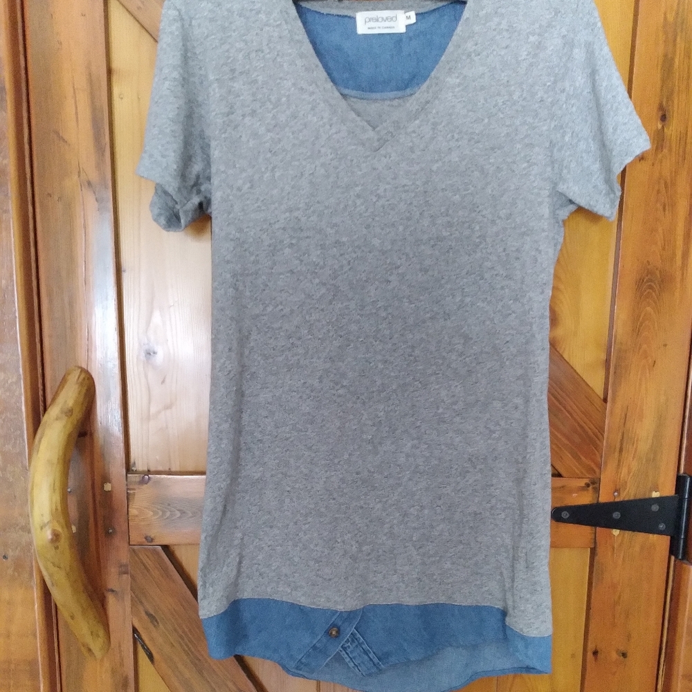 Preloved Apparel Tee with denim Details